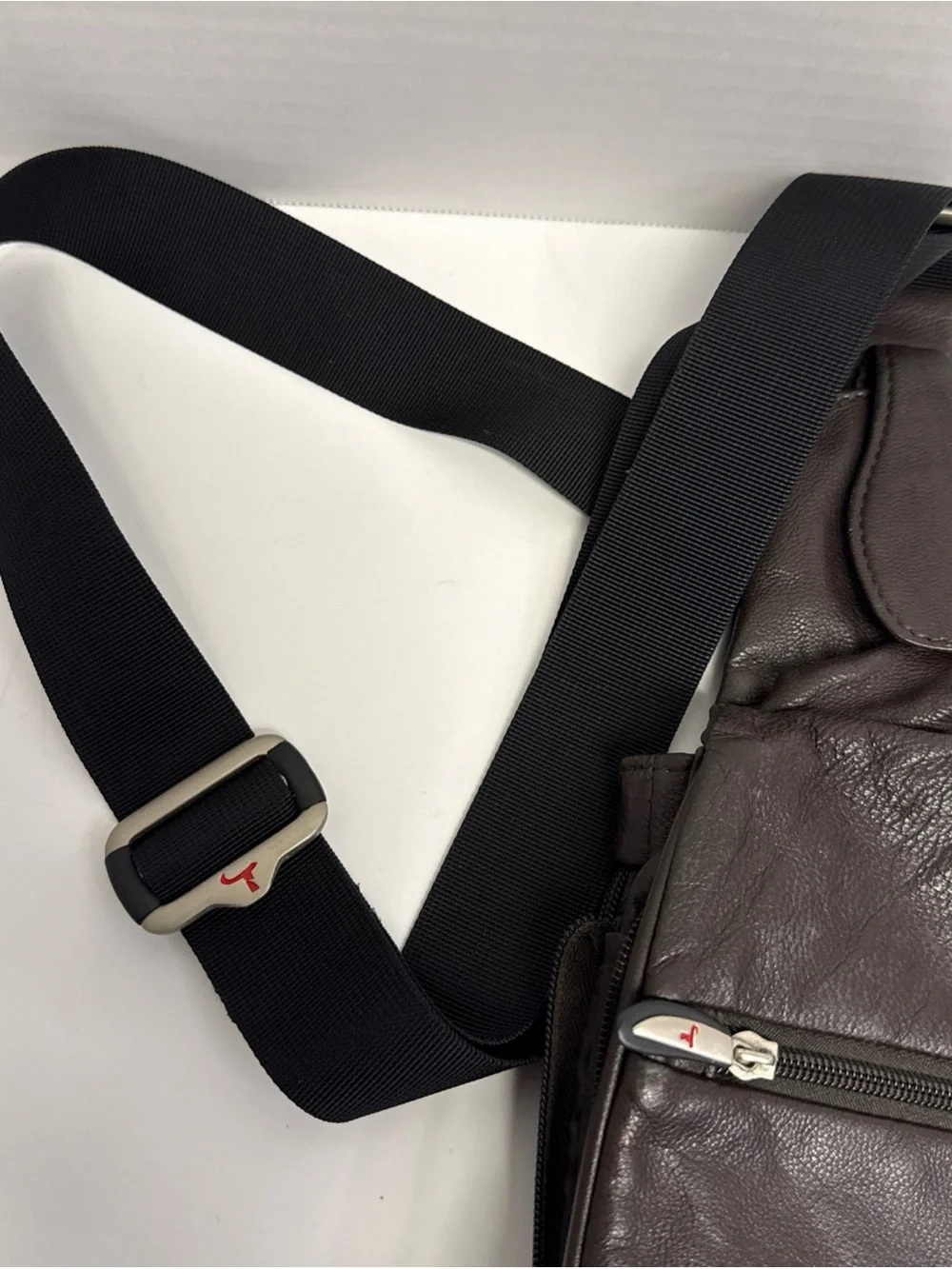 Travelon Dark Brown Leather Sling Messenger Bag